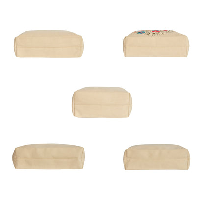 Floral Embroidered Canvas Tote for Women with Cotton Lining & Leather Handle—Travel, Beach & Daily Use, Shoulder Bag- Pack of 5