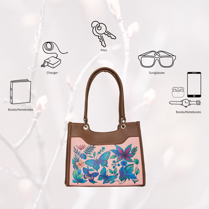 Women’s Printed Genuine Leather Satchel Handbag – Crossbody, Shoulder & Top Handle Bag – Ideal for Office, Work, Travel & Daily Use