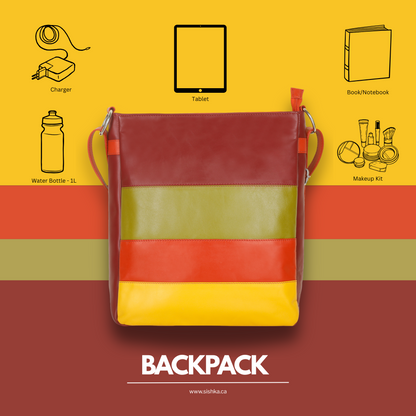 Genuine Leather Multicolour Backpack, Daypack for Women- Travel, Work, Gifting