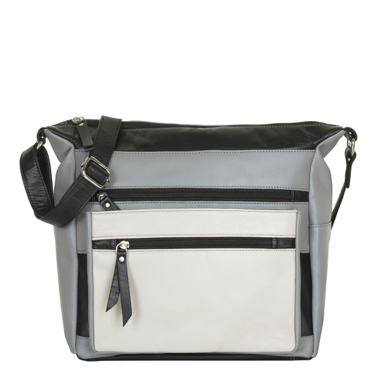 Genuine Leather Women’s Crossbody Sling Bag – Grey Ladies’ Messenger Bag– Travel Shoulder Bag for Work, Shopping & Casual