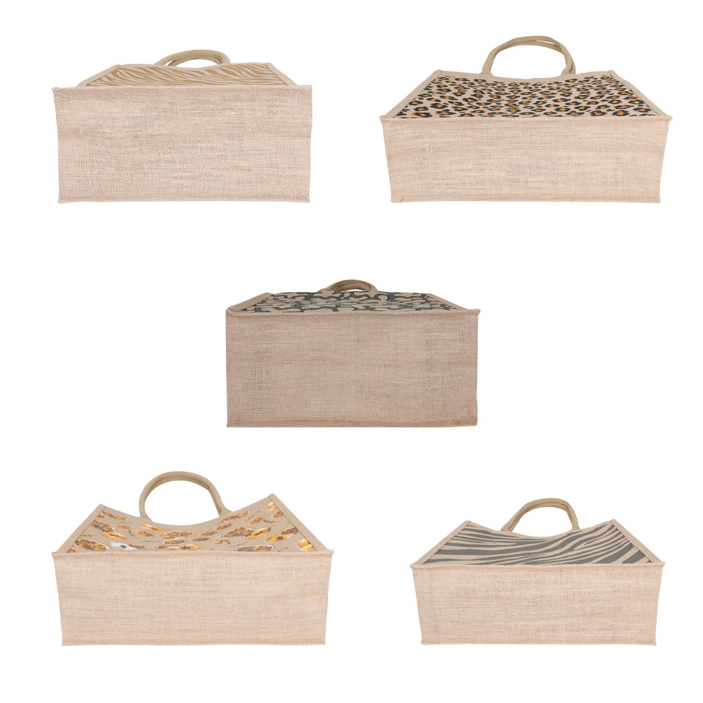 Printed Jute Bag Burlap Tote Bag for Bridesmaid Gift Travel Shopping Wedding Favor Return Gifts Christmas New Year (Packs of 5)