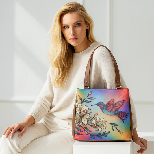 Women’s Printed Leather Tote Shoulder Bag – Multi-Compartment Handbag for Daily Use, Work & Travel