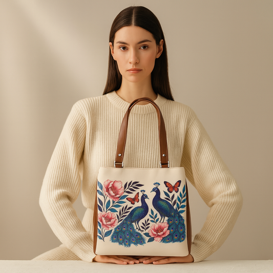 Women’s Printed Leather Tote Shoulder Bag – Multi-Compartment Handbag for Daily Use, Work & Travel