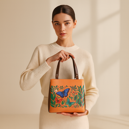 Women’s Printed Leather Tote Shoulder Bag – Multi-Compartment Handbag for Daily Use, Work & Travel