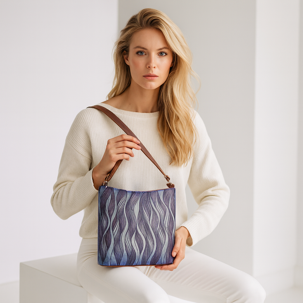 Printed Leather Crossbody Bag – Adjustable Sling & Over the Shoulder Bag for Women – Stylish Handbag & Travel Purse