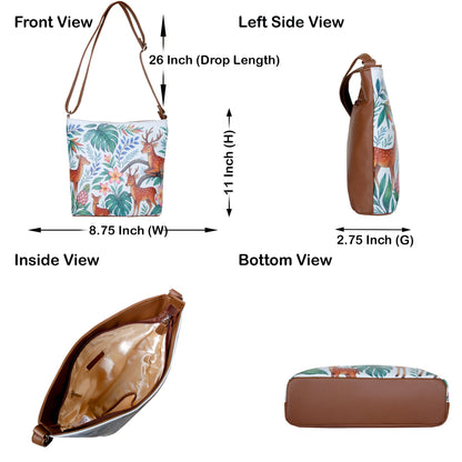 Deer Hand Printed Vegan Leather Crossbody Bag – Wholesale Stylish Sling & Shoulder Purse for Women