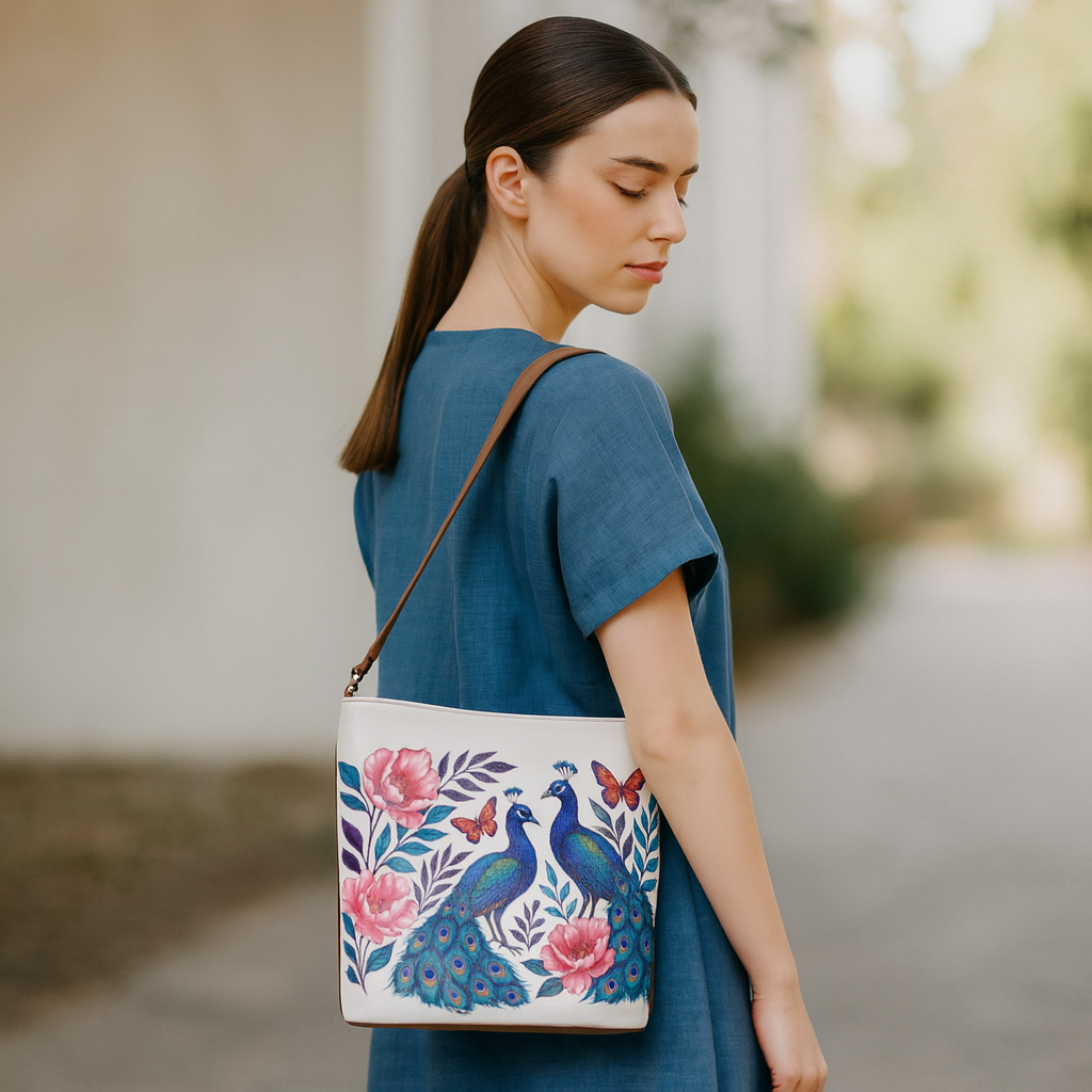 Printed Leather Crossbody Bag – Adjustable Sling & Over the Shoulder Bag for Women – Stylish Handbag & Travel Purse