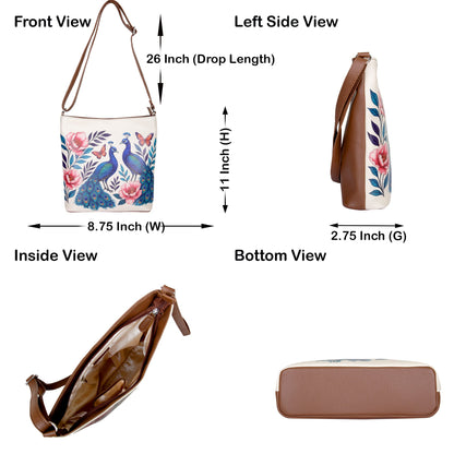 Printed Leather Crossbody Bag – Adjustable Sling & Over the Shoulder Bag for Women – Stylish Handbag & Travel Purse