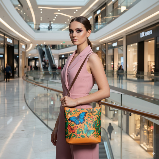 Printed Leather Crossbody Bag – Adjustable Sling & Over the Shoulder Bag for Women – Stylish Handbag & Travel Purse