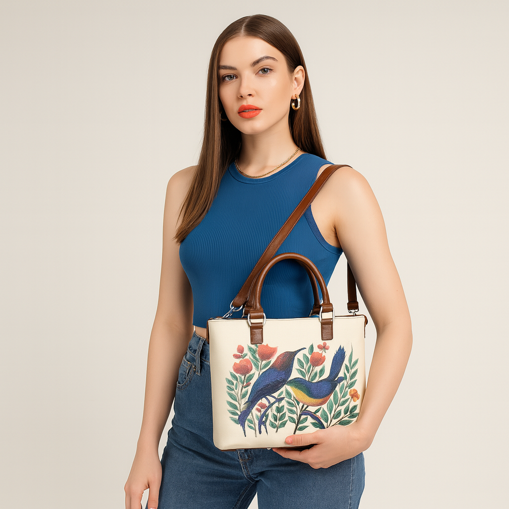 Women’s Genuine Leather 3-in-1 Printed Convertible Shoulder Bag – Stylish Top Handle Crossbody  & Handbag  Purse – Everyday Use