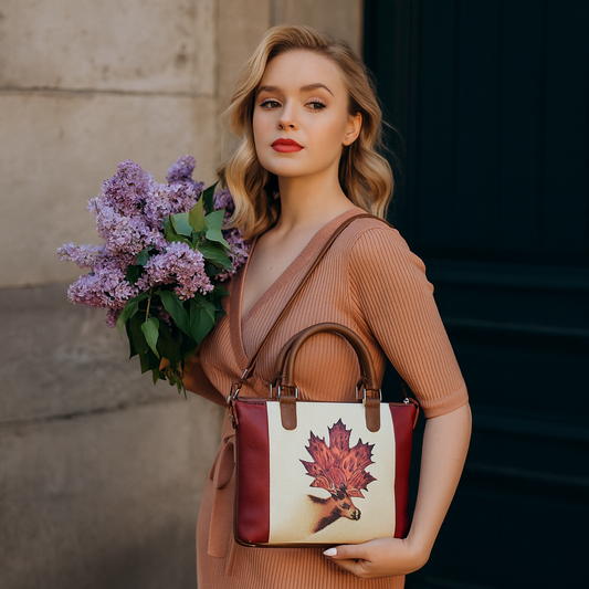 Women’s Genuine Leather 3-in-1 Printed Convertible Shoulder Bag – Stylish Top Handle Crossbody  & Handbag  Purse – Everyday Use