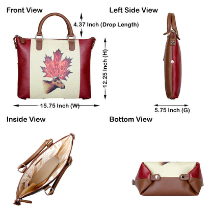 Women’s Genuine Leather 3-in-1 Printed Convertible Shoulder Bag – Stylish Top Handle Crossbody  & Handbag  Purse – Everyday Use