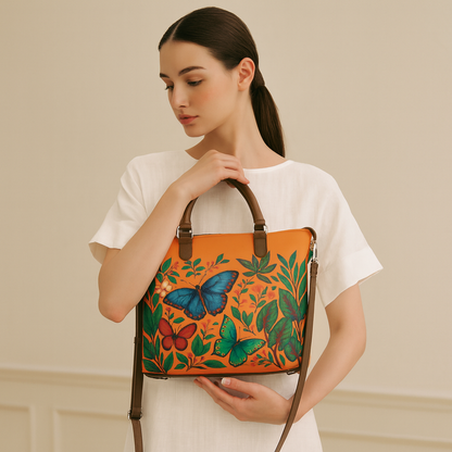 Women’s Genuine Leather 3-in-1 Printed Convertible Shoulder Bag – Stylish Top Handle Crossbody  & Handbag  Purse – Everyday Use