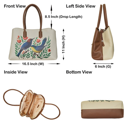 Genuine Leather Printed Carryall Tote for Women – Stylish Shoulder, Top Handle & Handbag for Ladies – Office, Work, Travel & Daily Use