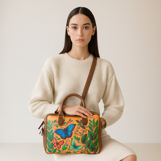 Women's Leather Crossbody Bag with Top Handle – Versatile Printed  Shoulder, Tote & Business Handbag – Work, Travel & Daily Use