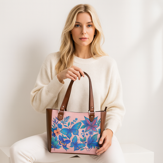 Ladies’ Printed Leather Shoulder Tote Bag– Handbag, Sling & Top Handle Purse – Ideal for Office, Travel & Everyday Use