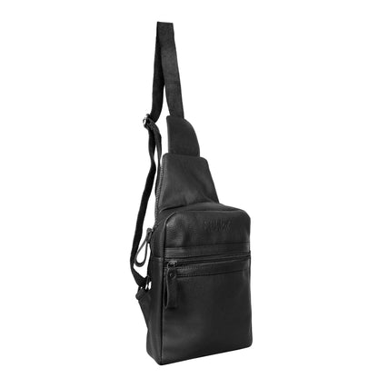 Premium Leather Wholesale Fanny Sling Bag For Women Men Chest Pack Crossbody Belt Bags Travel - Black