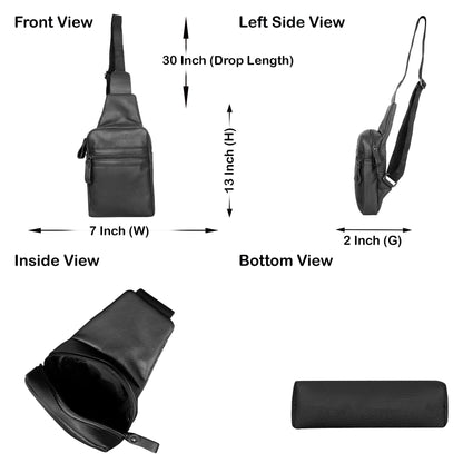 Premium Leather Wholesale Fanny Sling Bag For Women Men Chest Pack Crossbody Belt Bags Travel - Black