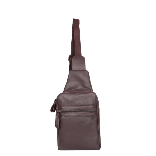 Premium Leather  Fanny Sling Bag For Women Men Chest Pack Crossbody Shoulder Belt Bags Travel-Brown