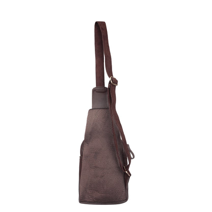 Premium Leather Fanny Sling Bag For Women Men Wholesale Chest Pack Crossbody Belt Bags Travel - Brown