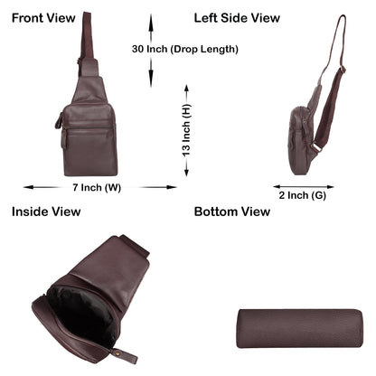 Premium Leather Fanny Sling Bag For Women Men Wholesale Chest Pack Crossbody Belt Bags Travel - Brown