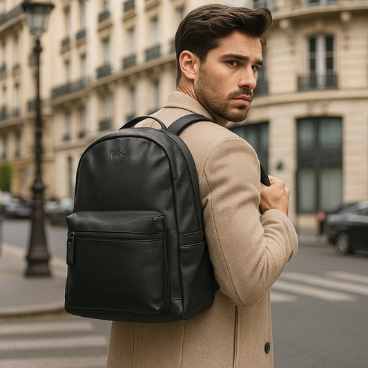 Genuine Leather Black Backpack |16" H Travel Backpack for Women & Men | Multipurpose Daypack- Business, Office, Work, Gifting