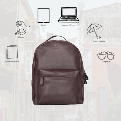 Genuine Leather Brown Backpack |16" H Travel Backpack for Women & Men | Multipurpose Daypack- Business, Office, Work, Gifting