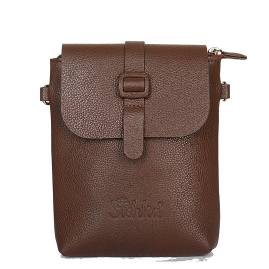 Leather Light Brown Messenger Bag for Men & Women –Small Crossbody Shoulder Bag, Side Sling Bag for Travel, Work & Daily Use