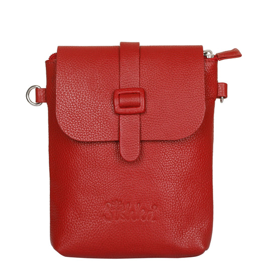 Leather Red Messenger Bag for Men & Women –Small Crossbody Shoulder Bag, Side Sling Bag for Travel, Work & Daily Use