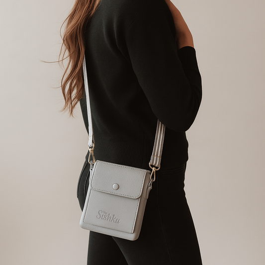 Leather Crossbody Shoulder Bag for Men & Women – Stylish Sling Messenger Bag for Work, Business, Travel & Everyday Use- Grey