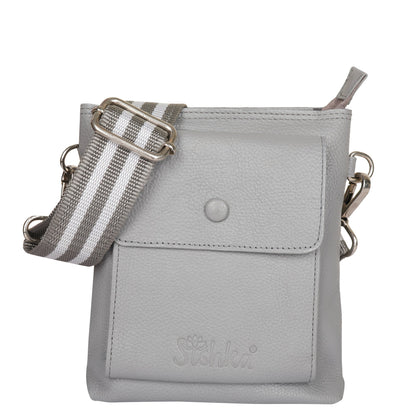 Leather Crossbody Shoulder Bag for Men & Women – Stylish Sling Messenger Bag for Work, Business, Travel & Everyday Use- Grey