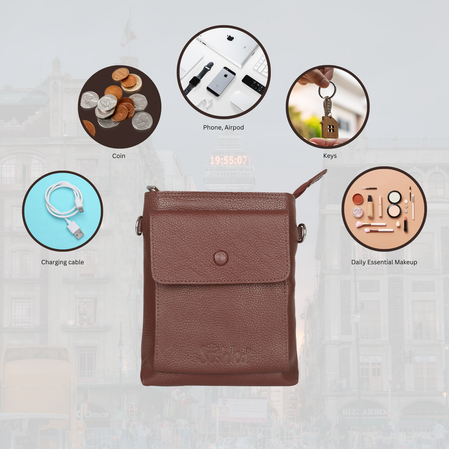 Men & Women Leather Sling Messenger Bag – Wholesale Crossbody Bag for Work, Travel & Everyday Use - Light Brown
