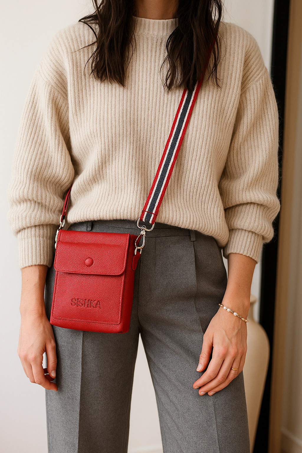 Leather Crossbody Sling Bag for Men & Women – Wholesale Messenger Bag for Work, Travel & Daily Use - Red