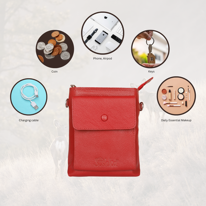 Leather Crossbody Sling Bag for Men & Women – Wholesale Messenger Bag for Work, Travel & Daily Use - Red
