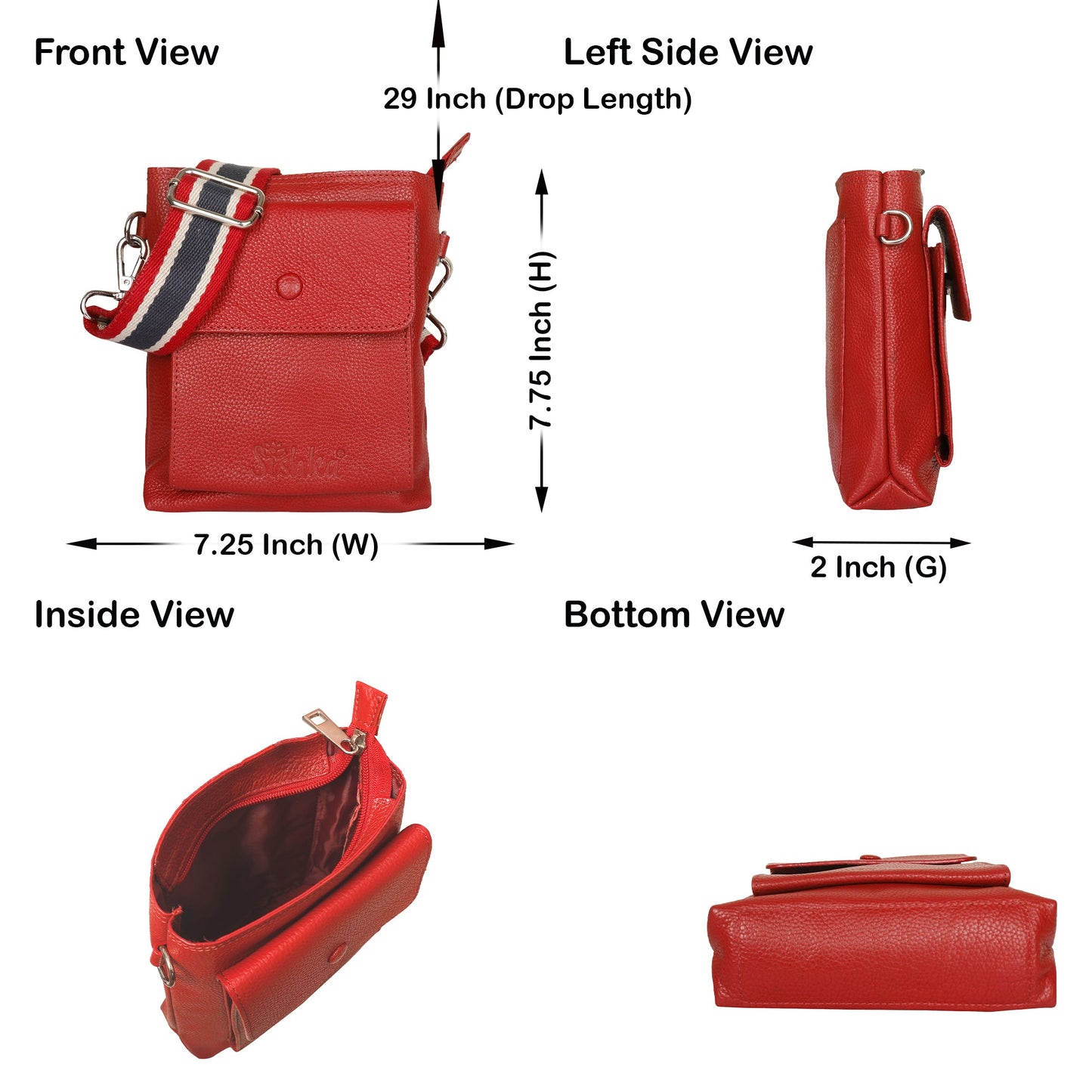 Leather Crossbody Sling Bag for Men & Women – Wholesale Messenger Bag for Work, Travel & Daily Use - Red