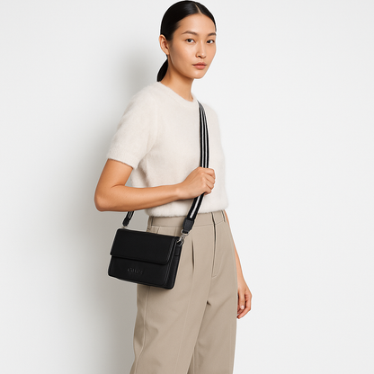Genuine Leather Black Crossbody Shoulder Bag for Men & Women – Wholesale Sling Messenger Bag for Work & Daily Use