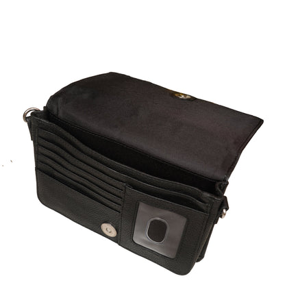 Genuine Leather Black Crossbody Shoulder Bag for Men & Women – Wholesale Sling Messenger Bag for Work & Daily Use
