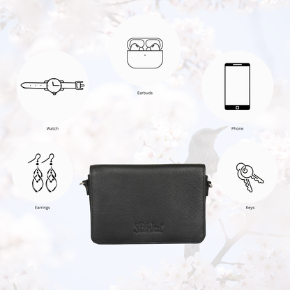Genuine Leather Black Crossbody Shoulder Bag for Men & Women – Wholesale Sling Messenger Bag for Work & Daily Use