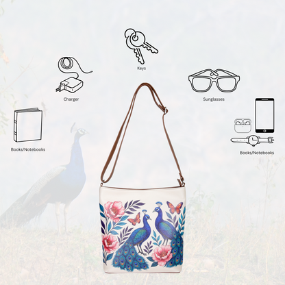 Printed Leather Crossbody Bag – Adjustable Sling & Over the Shoulder Bag for Women – Stylish Handbag & Travel Purse