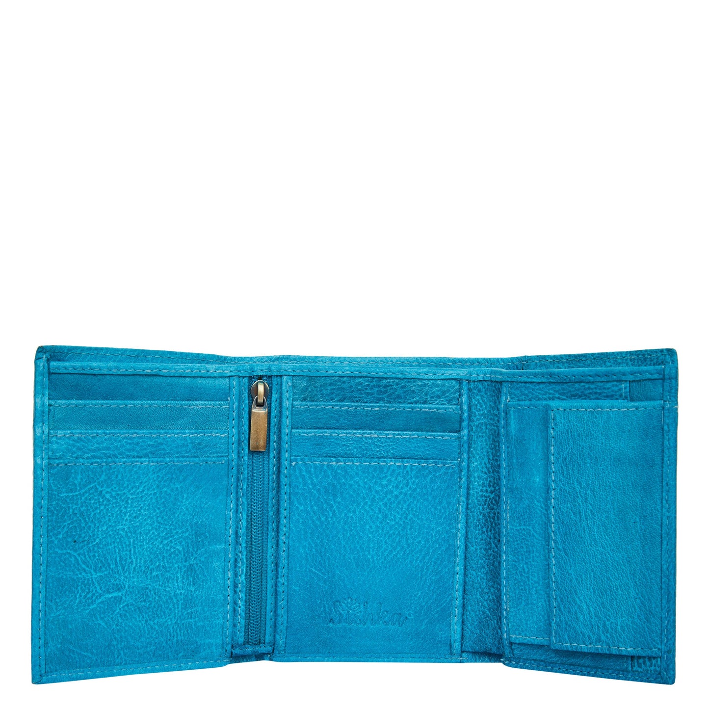 Hand-painted trifold wallet for women with a Lizard design