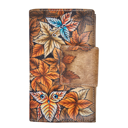 Artisan Hand-Painted Leaf Genuine Leather Bifold Wallet