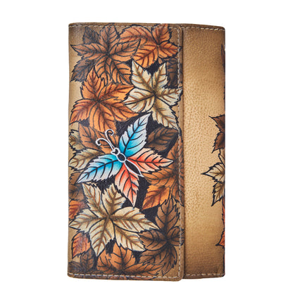 Artisan Hand-Painted Leaf Genuine Leather Bifold Wallet