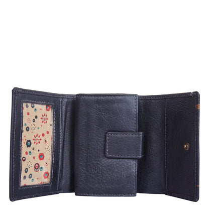 Leather Bi-Fold Wallet with Hand-Painted Springtime Bloom Design