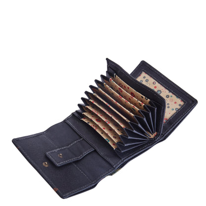 Leather Bi-Fold Wallet with Hand-Painted Springtime Bloom Design