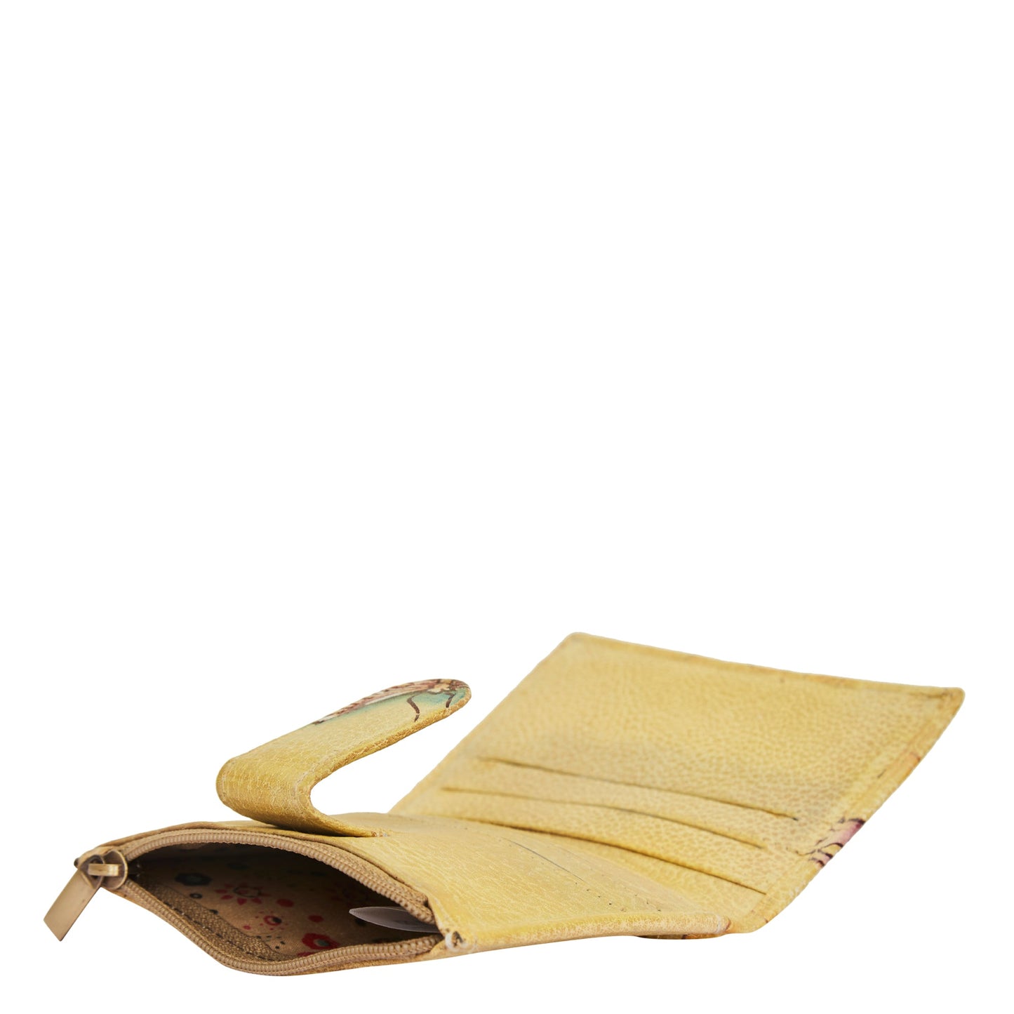 Leather Mini Wallet with Artistic Hand-Painted Dragonfly