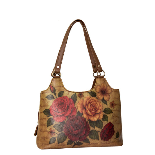 Printed Genuine Leather Shoulder Tote Bag for Women – Stylish Top Handle Handbag Purse– Travel, Office & Daily Use