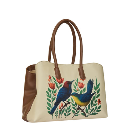 Genuine Leather Printed Carryall Tote for Women – Stylish Shoulder, Top Handle & Handbag for Ladies – Office, Work, Travel & Daily Use