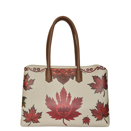 Genuine Leather Printed Carryall Tote for Women – Stylish Shoulder, Top Handle & Handbag for Ladies – Office, Work, Travel & Daily Use