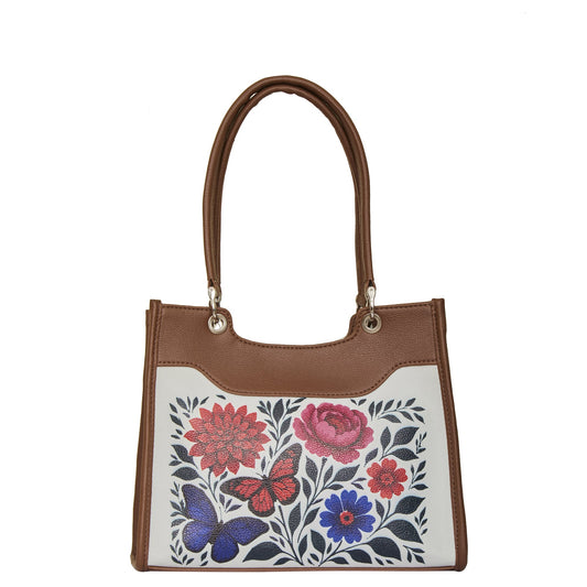 Women’s Printed Genuine Leather Satchel Handbag – Crossbody, Shoulder & Top Handle Bag – Ideal for Office, Work, Travel & Daily Use