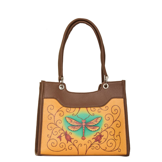 Women’s Printed Genuine Leather Satchel Handbag – Crossbody, Shoulder & Top Handle Bag – Ideal for Office, Work, Travel & Daily Use